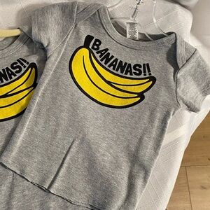 Royal Apparel Grey “Bananas!!” T-Shirt. 
Heather Grey. 6-12 months.